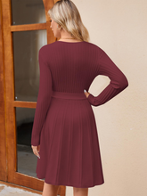 Wrap-V-Neck-Knit-Dress-Red-2